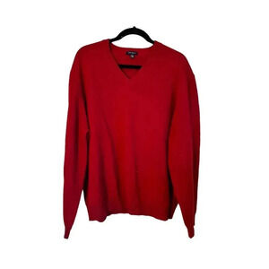 Club Room Men's XL Red 100% Wool V-Neck Pullover Sweater
